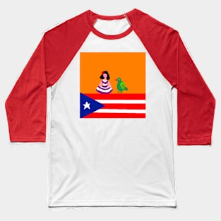 Sporty Puerto Rico Design on Red Background Baseball T-Shirt